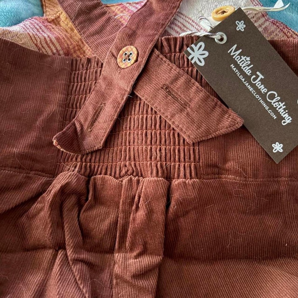 Matilda Jane Brown Corduroy bib overalls,baby - Picture 5 of 5